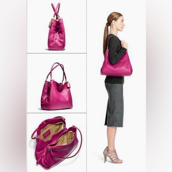 Coach Phoebe Shoulder Bag Pebble Leather in Magenta Red - Picture 15 of 16